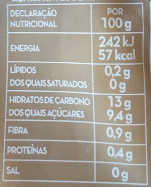 Foto da tabela nutricional