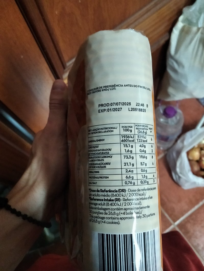 Foto da lista de ingredientes