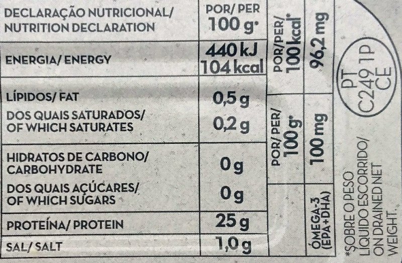 Foto da tabela nutricional