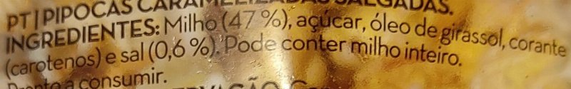 Foto da lista de ingredientes