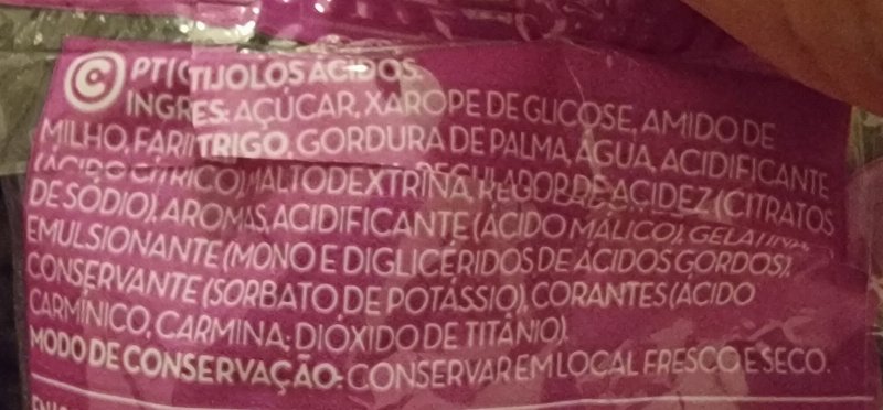 Foto da lista de ingredientes