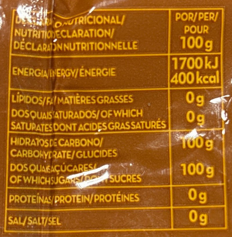 Foto da tabela nutricional