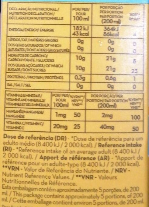 Foto da tabela nutricional