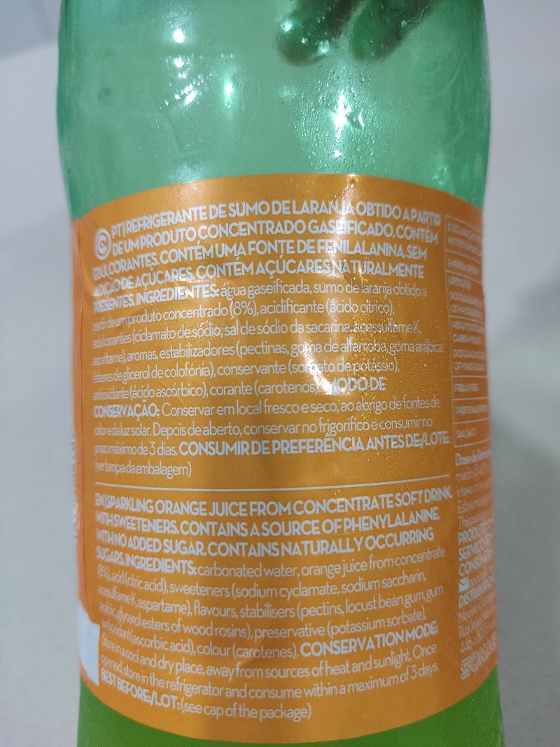 Foto da lista de ingredientes