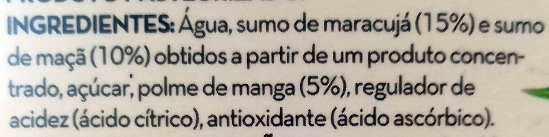 Foto da lista de ingredientes