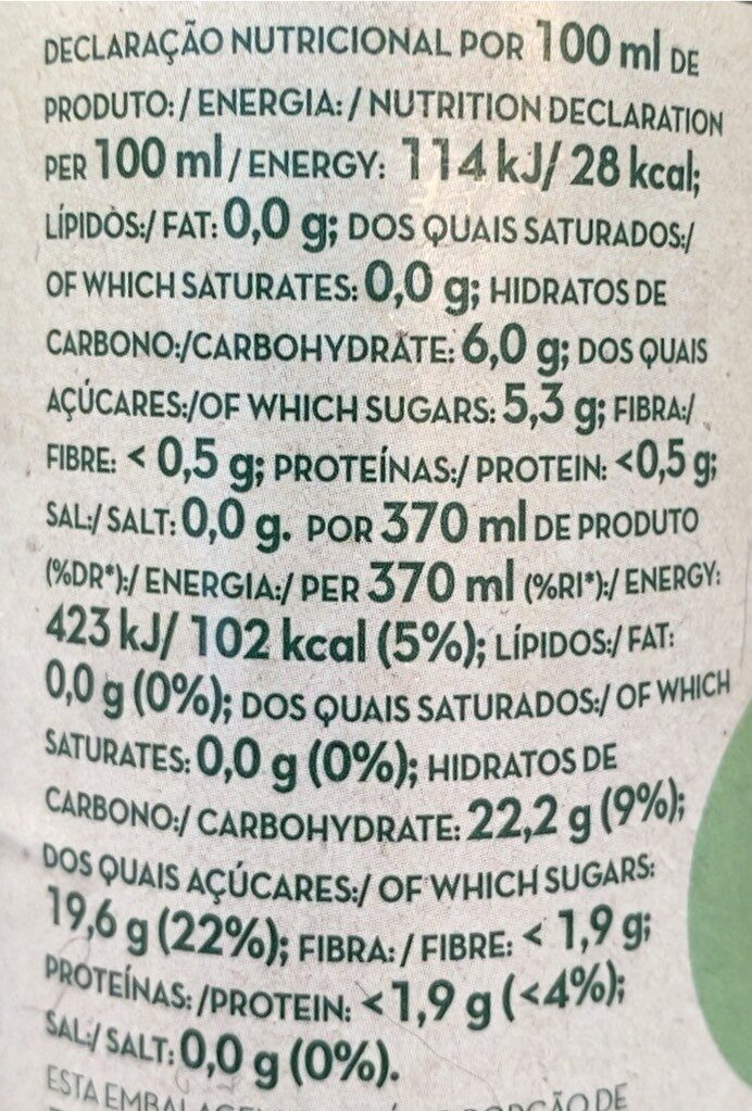 Foto da tabela nutricional