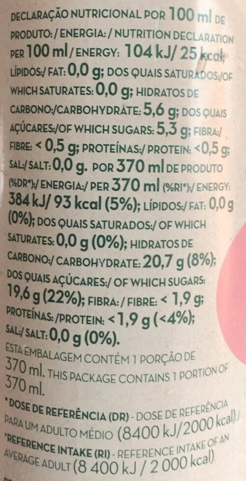 Foto da tabela nutricional