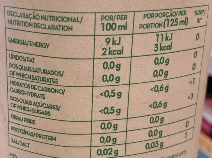 Foto da tabela nutricional
