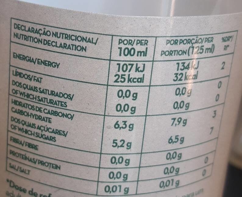 Foto da tabela nutricional