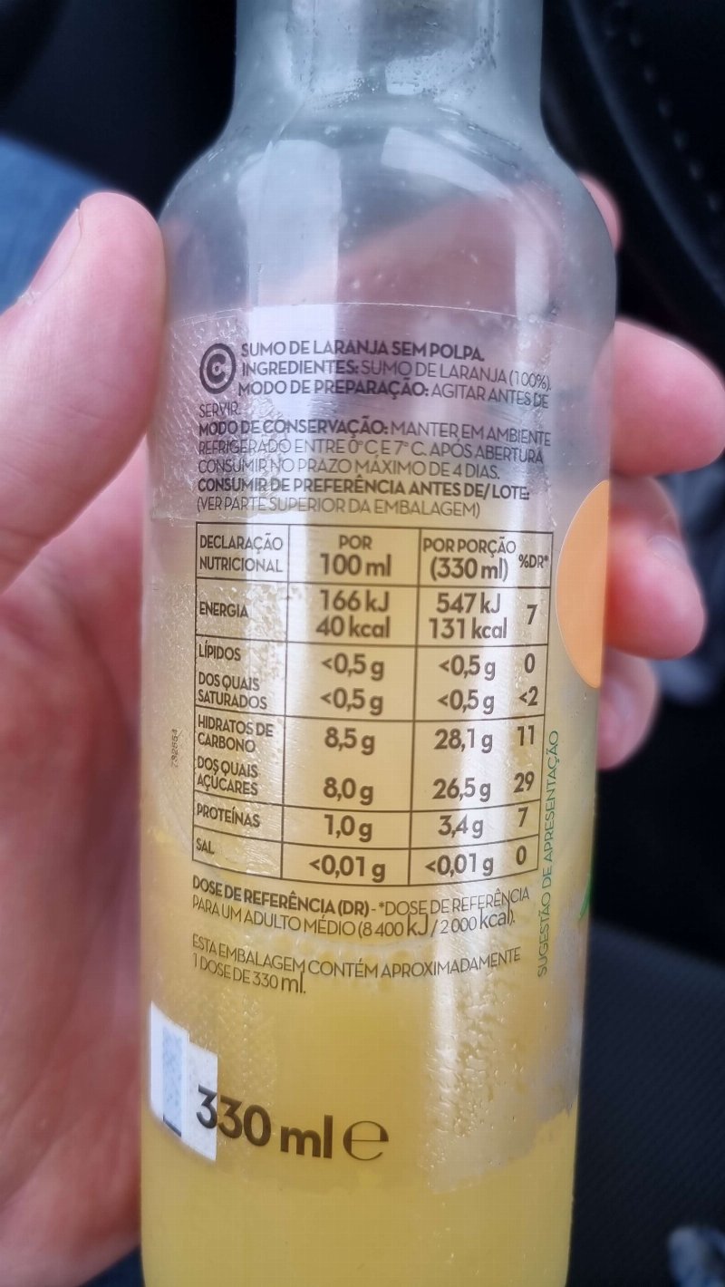 Foto da tabela nutricional