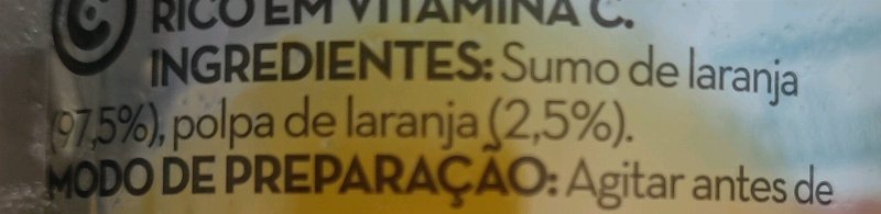 Foto da lista de ingredientes