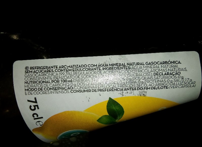 Foto da tabela nutricional