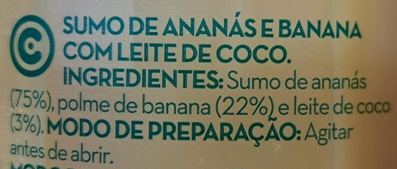 Foto da lista de ingredientes
