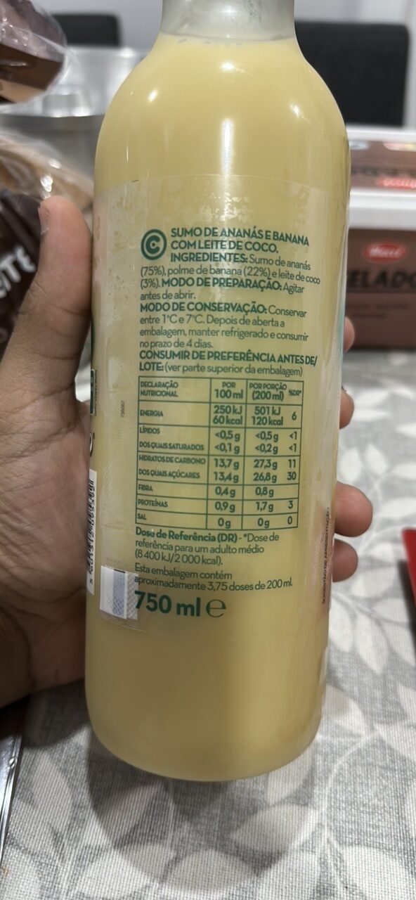 Foto da tabela nutricional