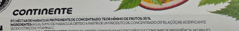 Foto da lista de ingredientes
