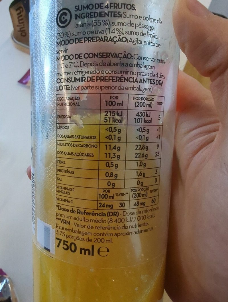 Foto da tabela nutricional