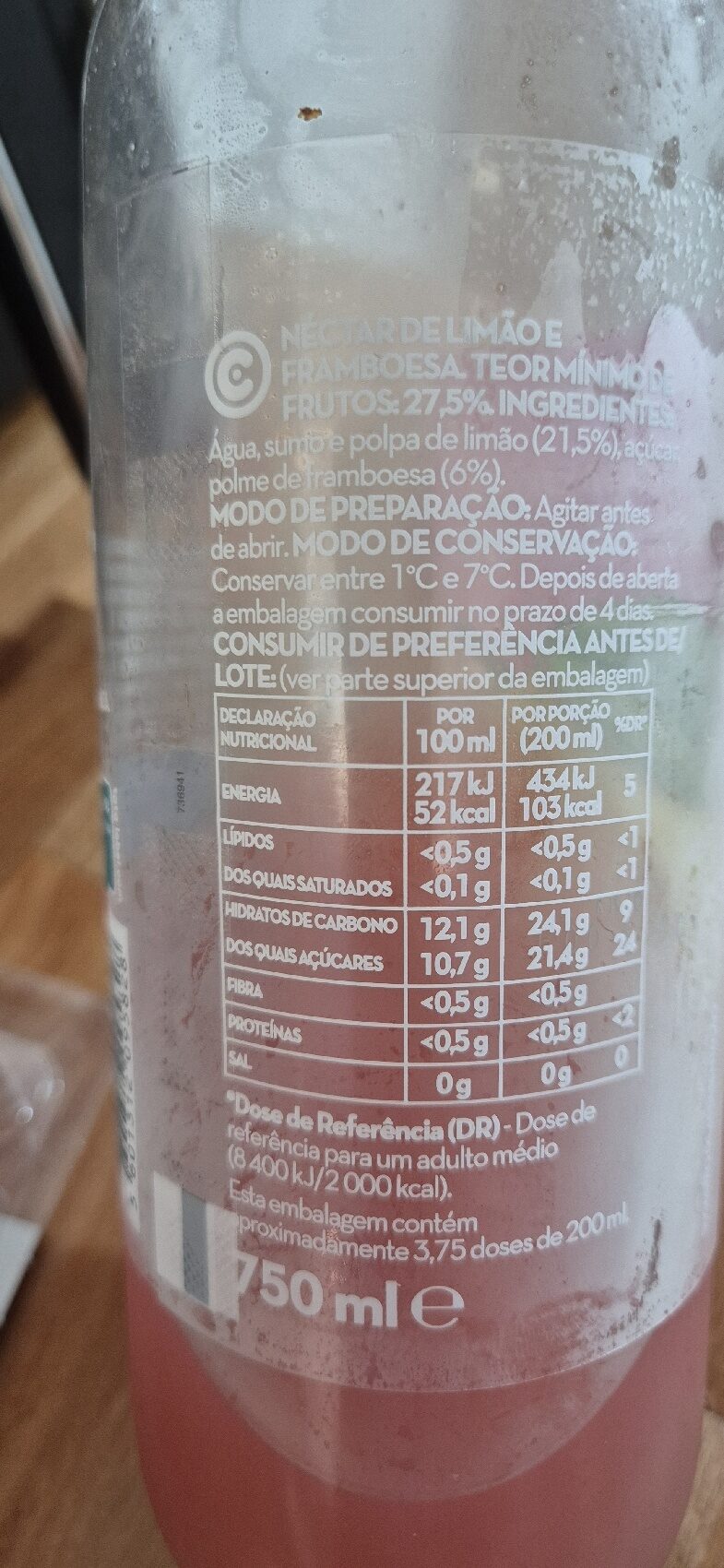 Foto da tabela nutricional