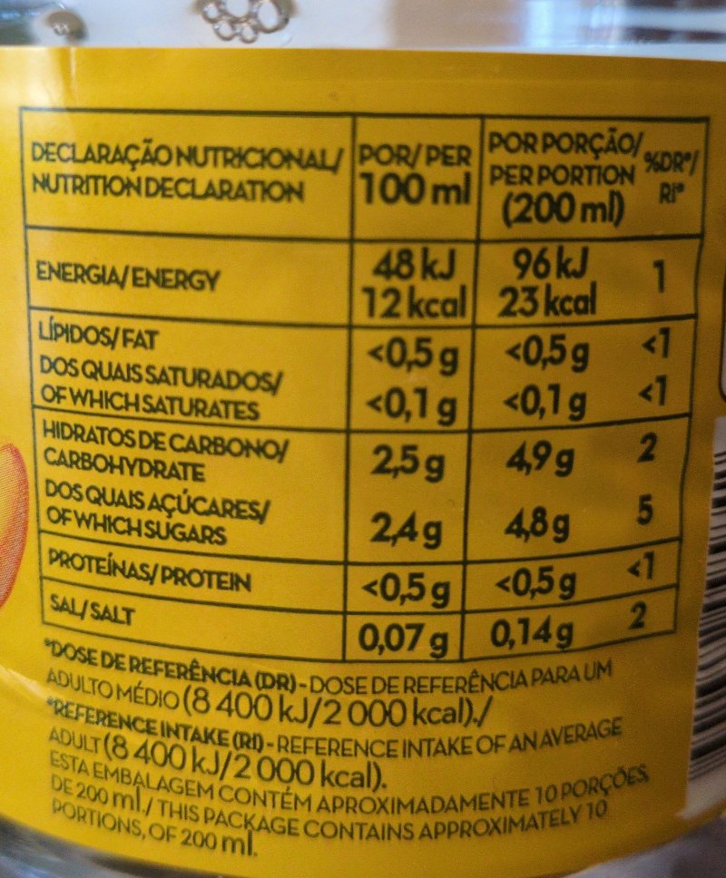 Foto da tabela nutricional