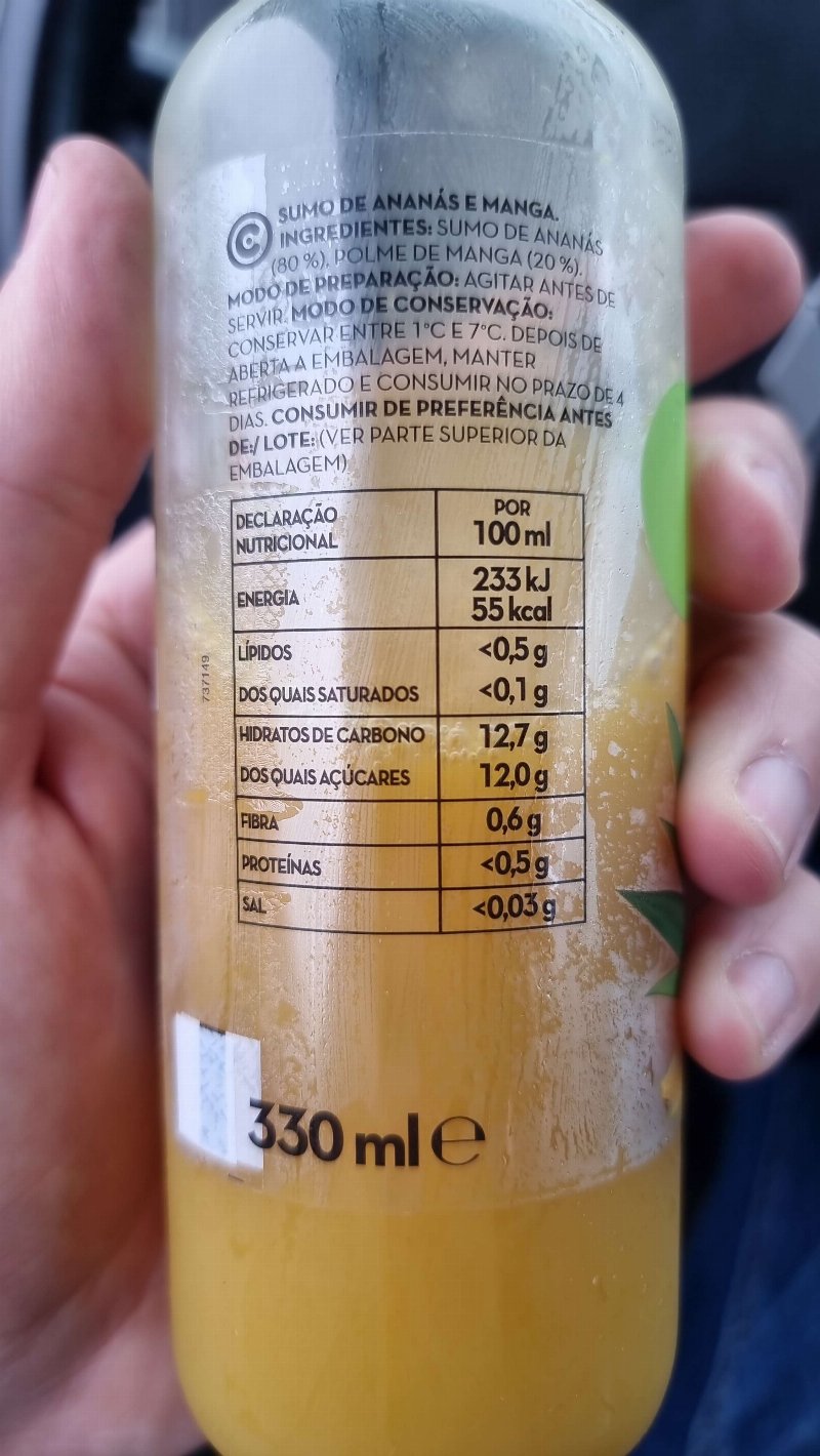 Foto da tabela nutricional