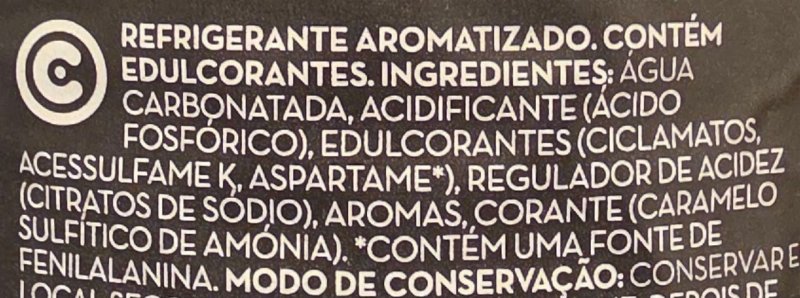 Foto da lista de ingredientes