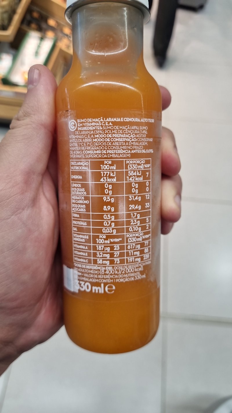 Foto da tabela nutricional