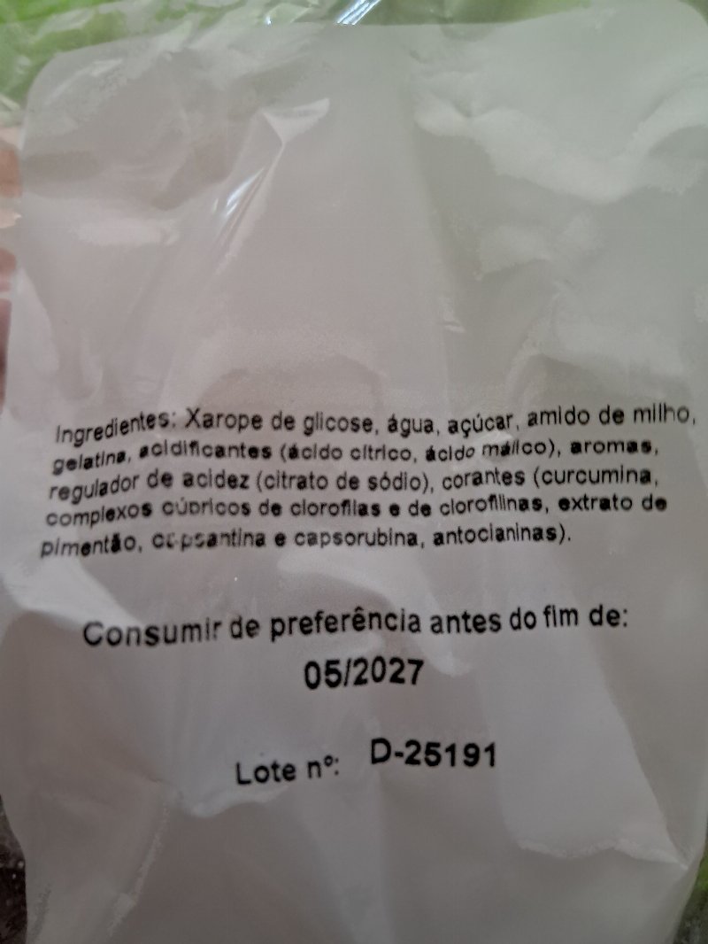 Foto da lista de ingredientes