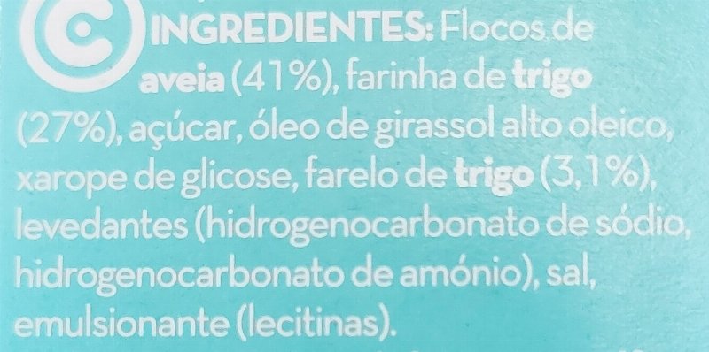 Foto da lista de ingredientes