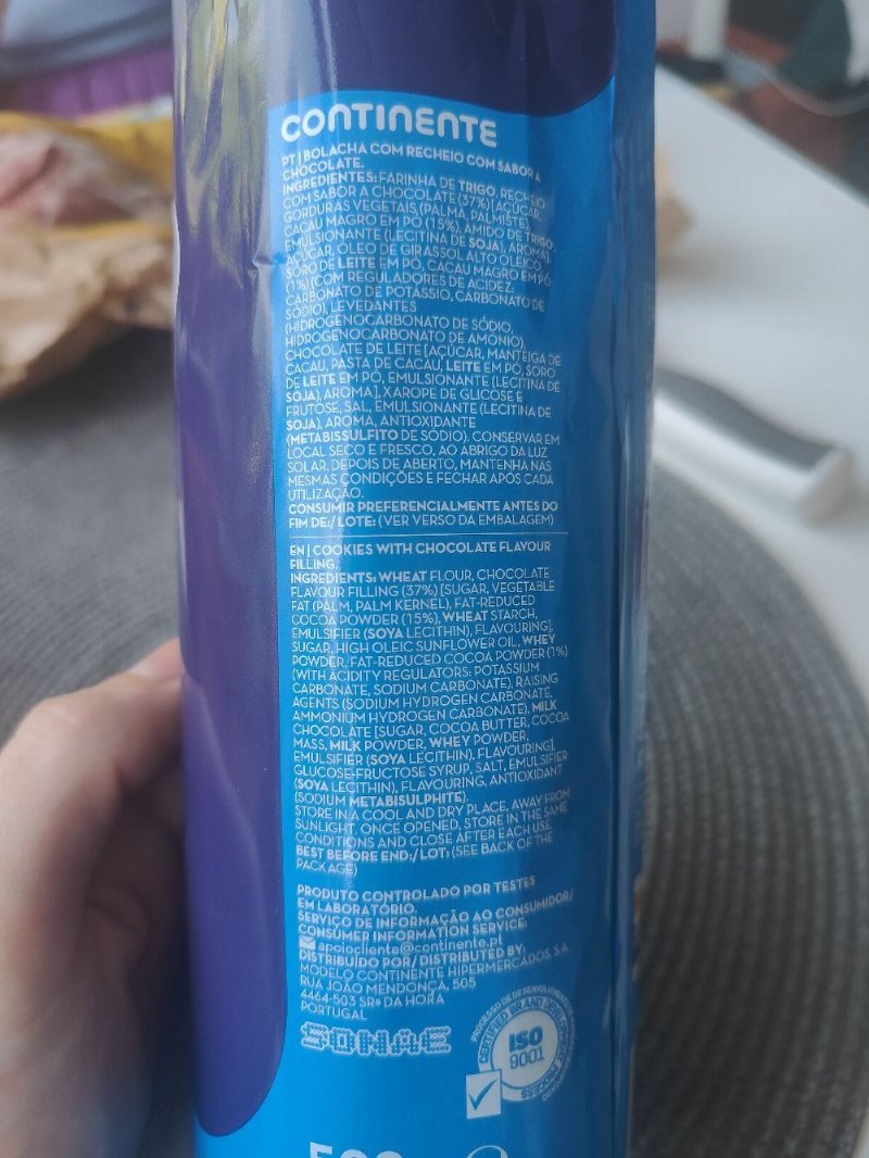 Foto da lista de ingredientes