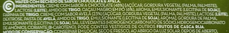 Foto da lista de ingredientes