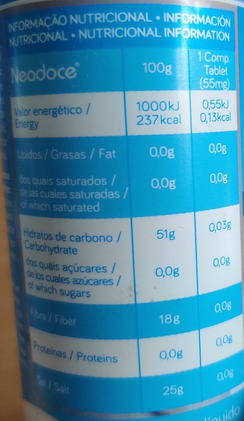 Foto da tabela nutricional