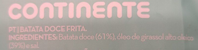 Foto da lista de ingredientes