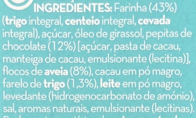 Foto da lista de ingredientes