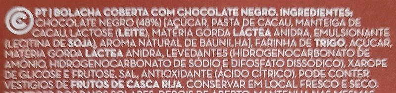 Foto da lista de ingredientes
