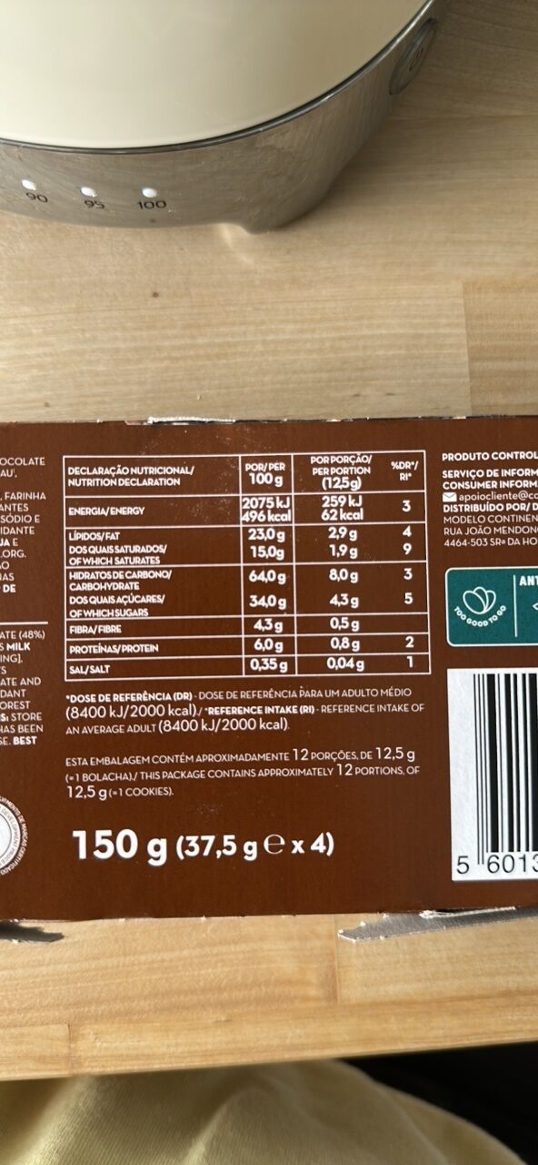 Foto da tabela nutricional