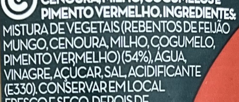 Foto da lista de ingredientes