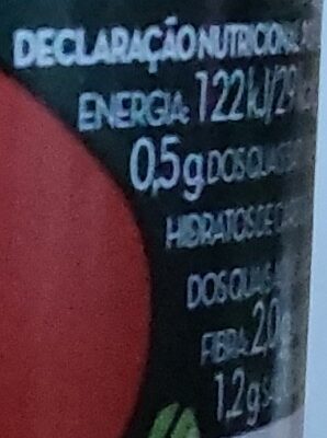 Foto da tabela nutricional
