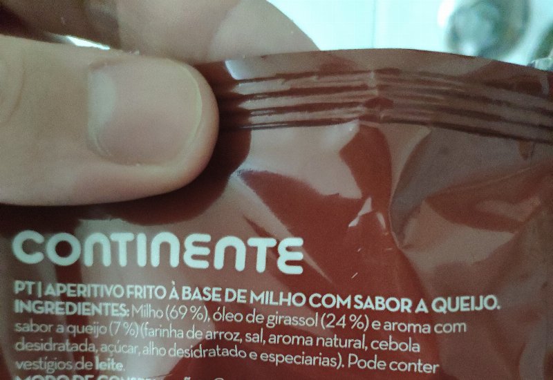 Foto da lista de ingredientes