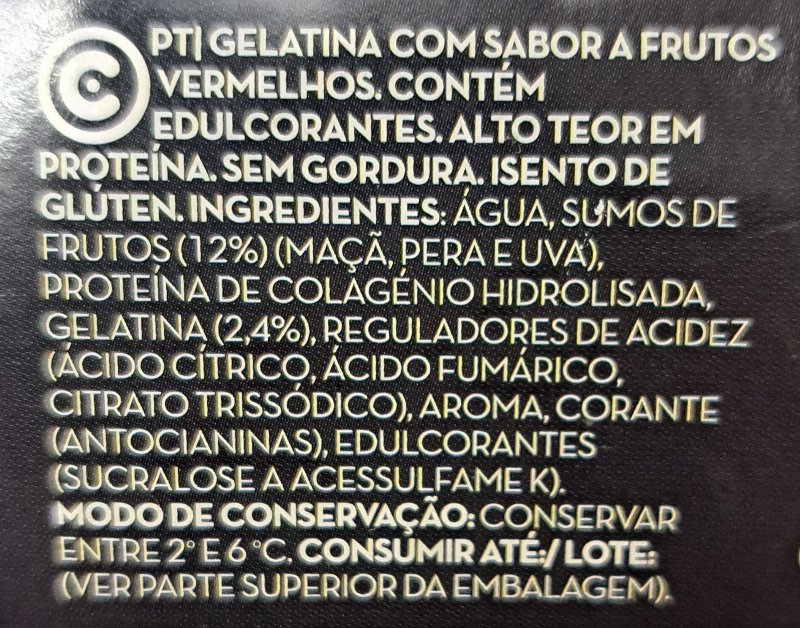 Foto da lista de ingredientes