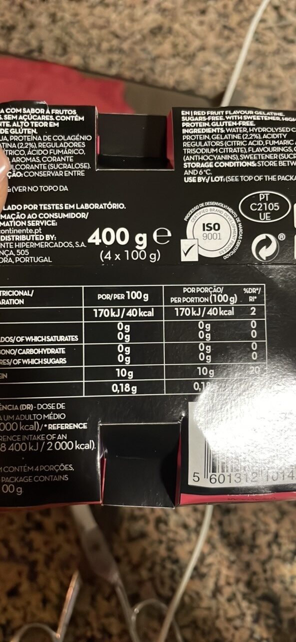 Foto da tabela nutricional