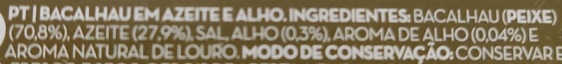 Foto da lista de ingredientes