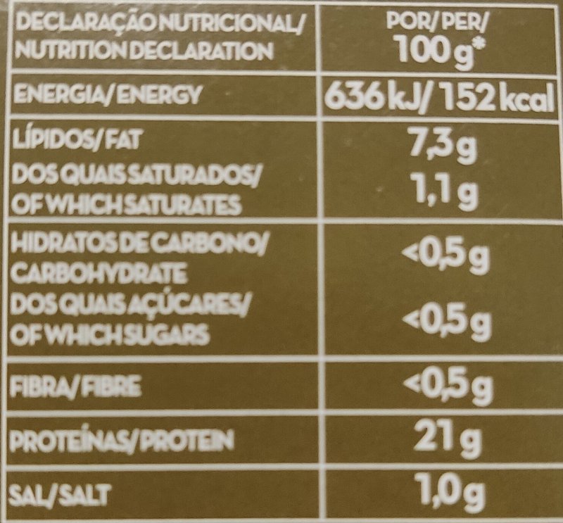 Foto da tabela nutricional