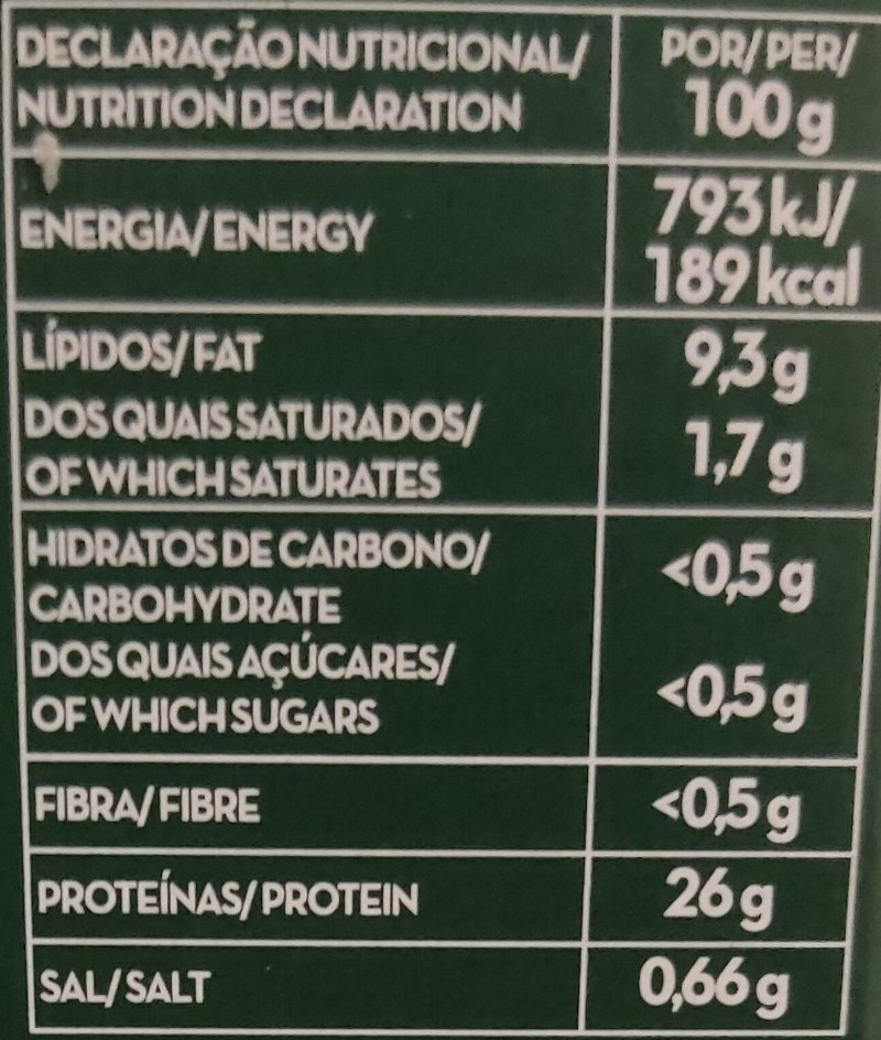 Foto da tabela nutricional