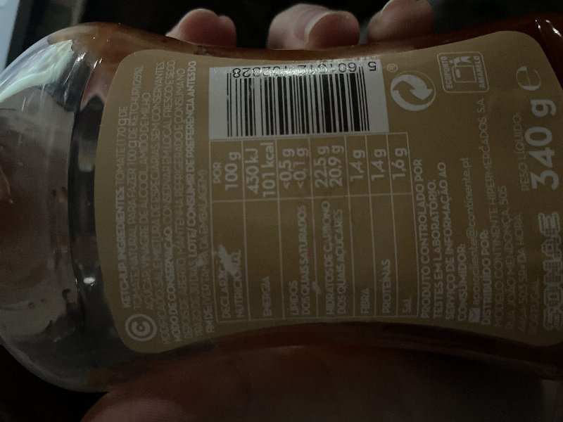 Foto da tabela nutricional