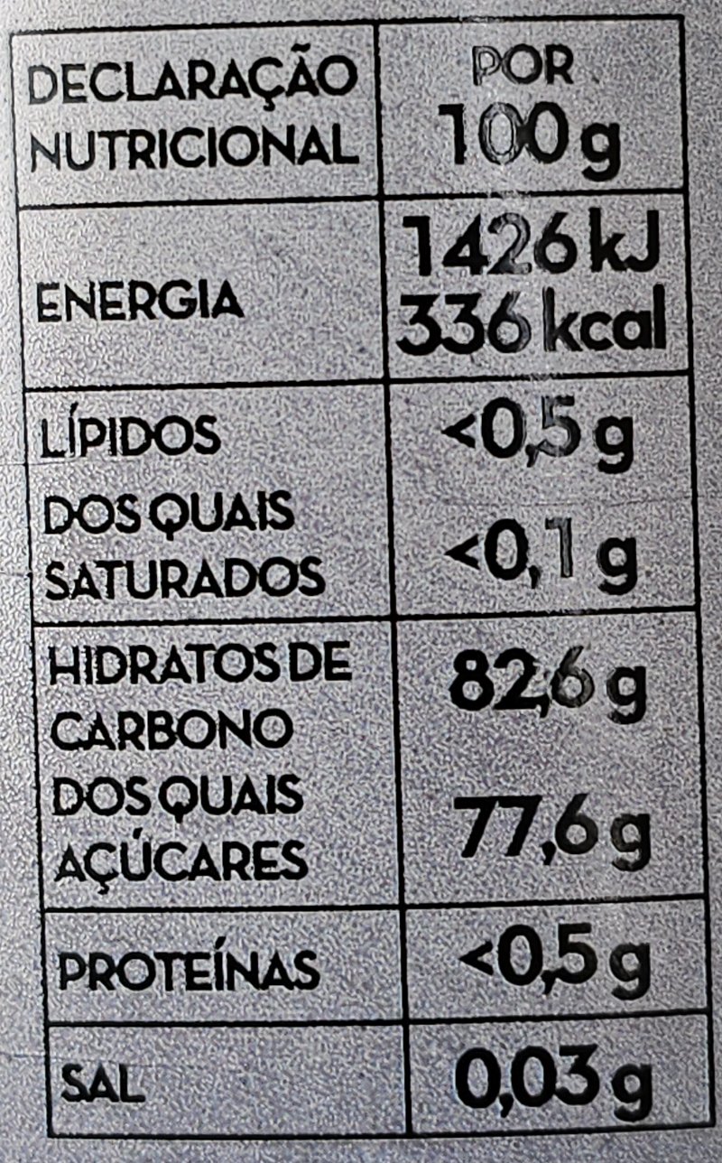 Foto da tabela nutricional