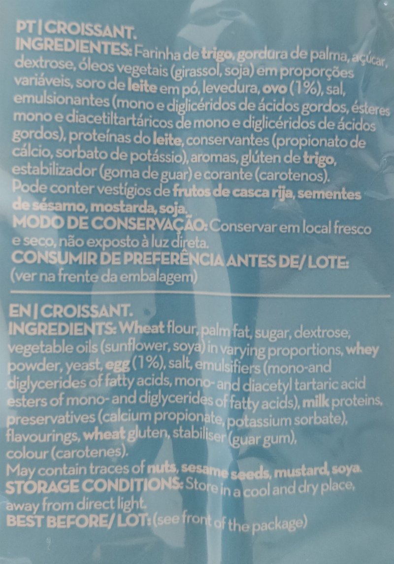 Foto da lista de ingredientes