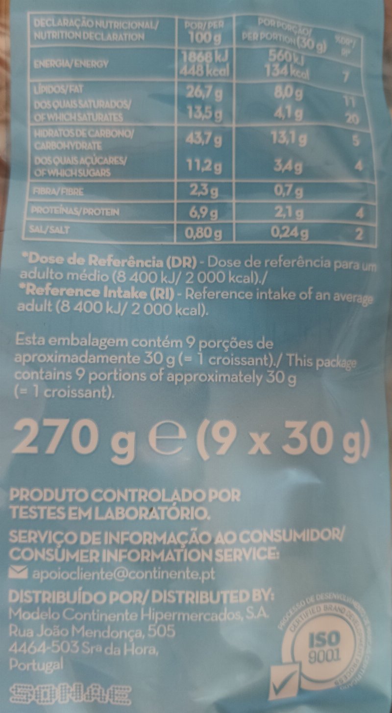 Foto da tabela nutricional