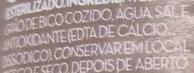 Foto da lista de ingredientes