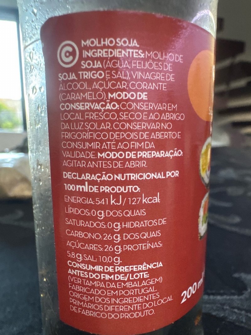 Foto da tabela nutricional