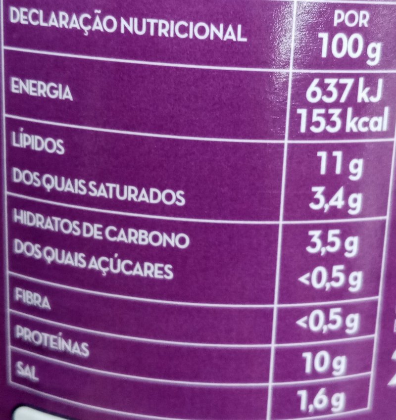 Foto da tabela nutricional