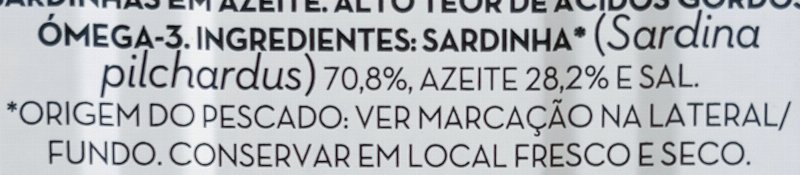 Foto da lista de ingredientes